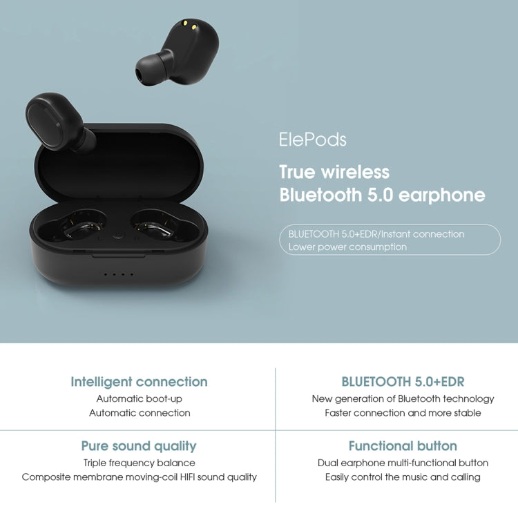 ELEPHONE ElePods Bluetooth 5.0 True Wireless Bluetooth Earphone with Charging Box(Black)