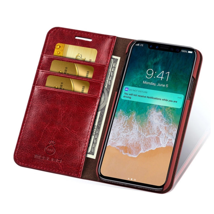 For iPhone X / XS MUSUBO S3 Crazy Horse Texture Horizontal Flip PU Leather Case with Card Slots & Wallet
