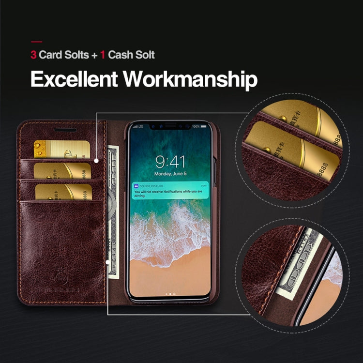 For iPhone X / XS MUSUBO S3 Crazy Horse Texture Horizontal Flip PU Leather Case with Card Slots & Wallet