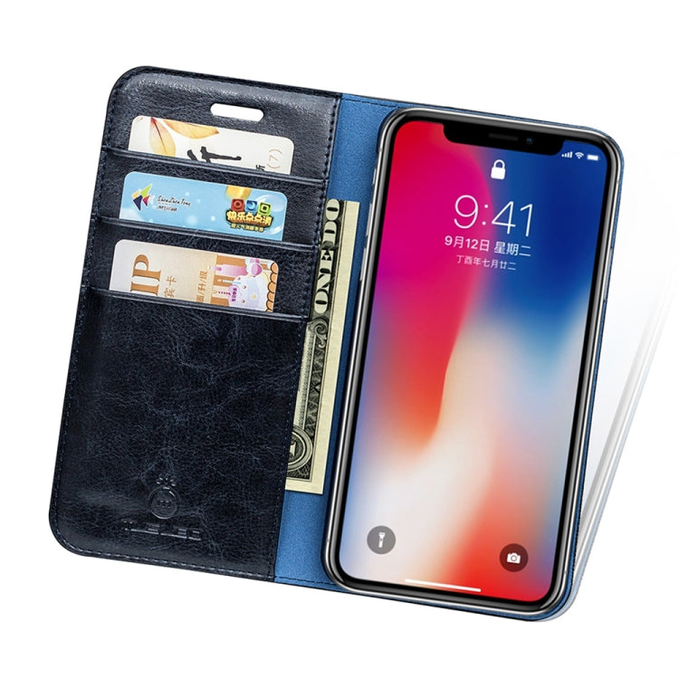 For iPhone X / XS MUSUBO H3 Crazy Horse Texture Horizontal Flip PU Leather Case with Holder & Card Slots & Wallet