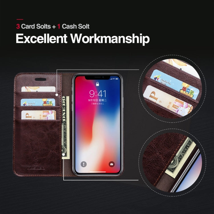 For iPhone X / XS MUSUBO H3 Crazy Horse Texture Horizontal Flip PU Leather Case with Holder & Card Slots & Wallet