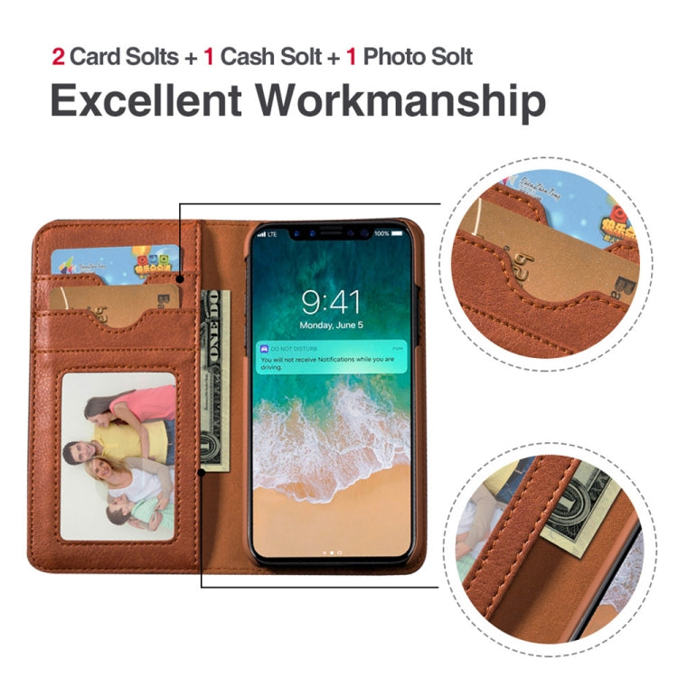 For iPhone X / XS MUSUBO C3 Crazy Horse Texture Horizontal Flip PU Leather Case with Holder & Movable Card Slots & Wallet