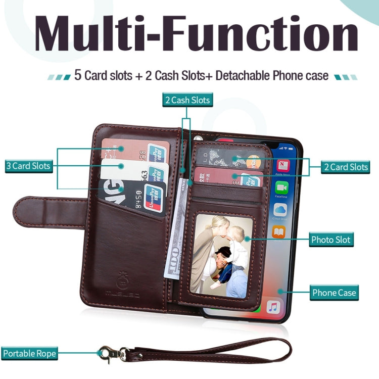 For iPhone X / XS MUSUBO M3 Detachable Horizontal Flip PU Leather Case with Loose-leaf Card Slots & Wallet & Photo Frame & Lanyard