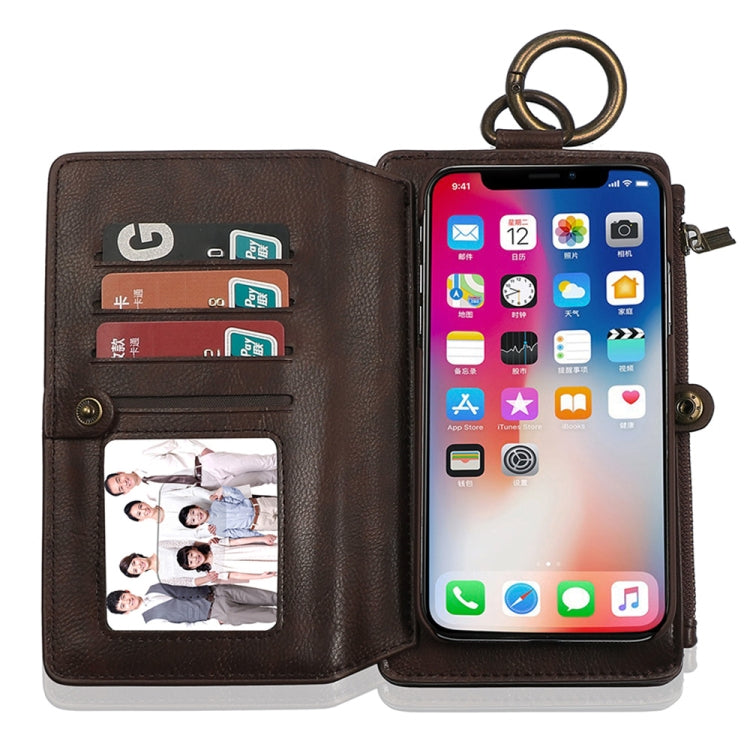 For iPhone X / XS MUSUBO Multi-function Detachable PU Leather Case with 12 Card Slots & Wallet & Photo Frame & Hanging Buckle