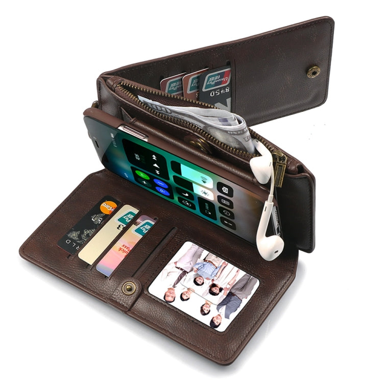 For iPhone X / XS MUSUBO Multi-function Detachable PU Leather Case with 12 Card Slots & Wallet & Photo Frame & Hanging Buckle