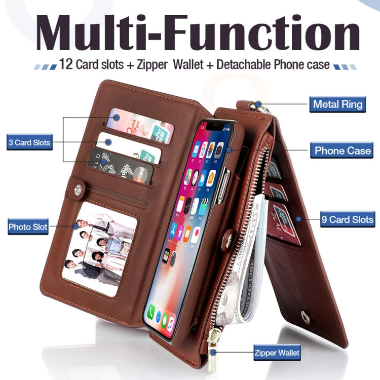 For iPhone X / XS MUSUBO Multi-function Detachable PU Leather Case with 12 Card Slots & Wallet & Photo Frame & Hanging Buckle