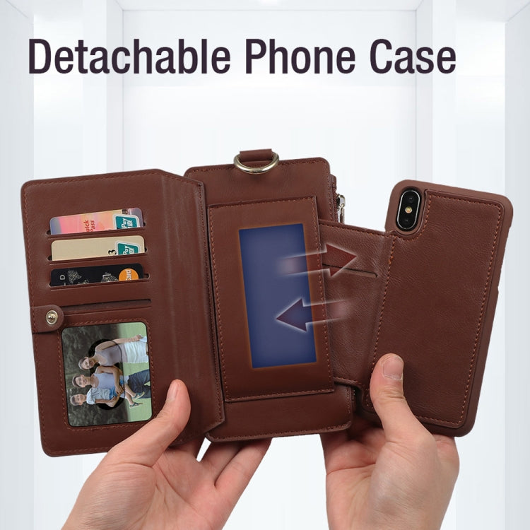 For iPhone X / XS MUSUBO Multi-function Detachable PU Leather Case with 12 Card Slots & Wallet & Photo Frame & Hanging Buckle