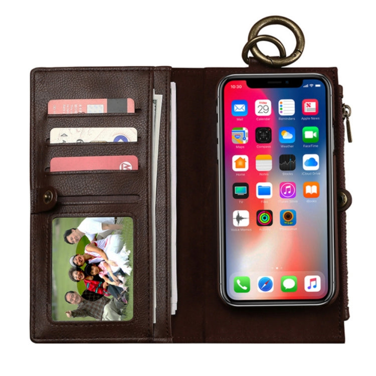 For iPhone X / XS MUSUBO Multi-function Detachable PU Leather Case with Card Slots & Wallet & Photo Frame & Hanging Buckle