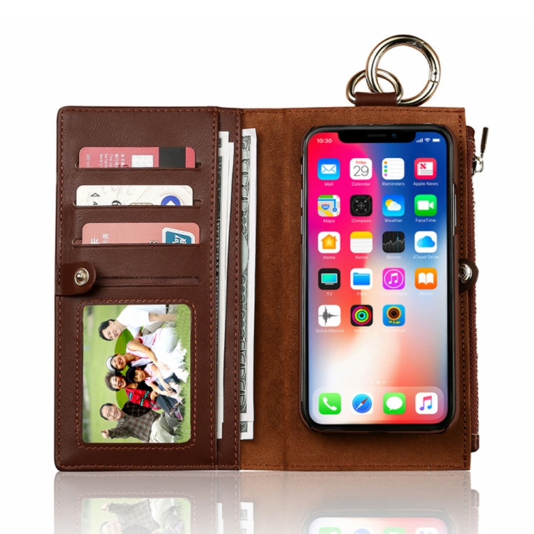 For iPhone X / XS MUSUBO Multi-function Detachable PU Leather Case with Card Slots & Wallet & Photo Frame & Hanging Buckle