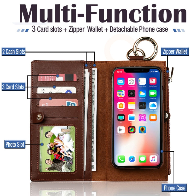 For iPhone X / XS MUSUBO Multi-function Detachable PU Leather Case with Card Slots & Wallet & Photo Frame & Hanging Buckle
