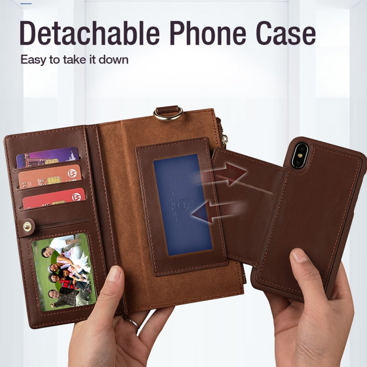 For iPhone X / XS MUSUBO Multi-function Detachable PU Leather Case with Card Slots & Wallet & Photo Frame & Hanging Buckle