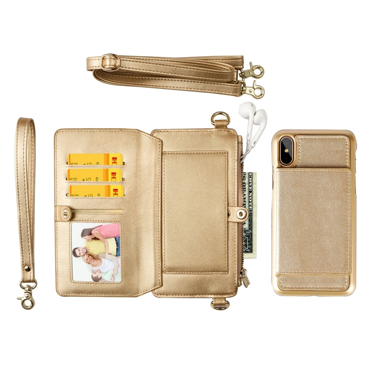 For iPhone X / XS MUSUBO Multi-function Detachable PU Leather Case & Shoulder Bag with Card Slots & Wallet & Photo Frame & Lanyard