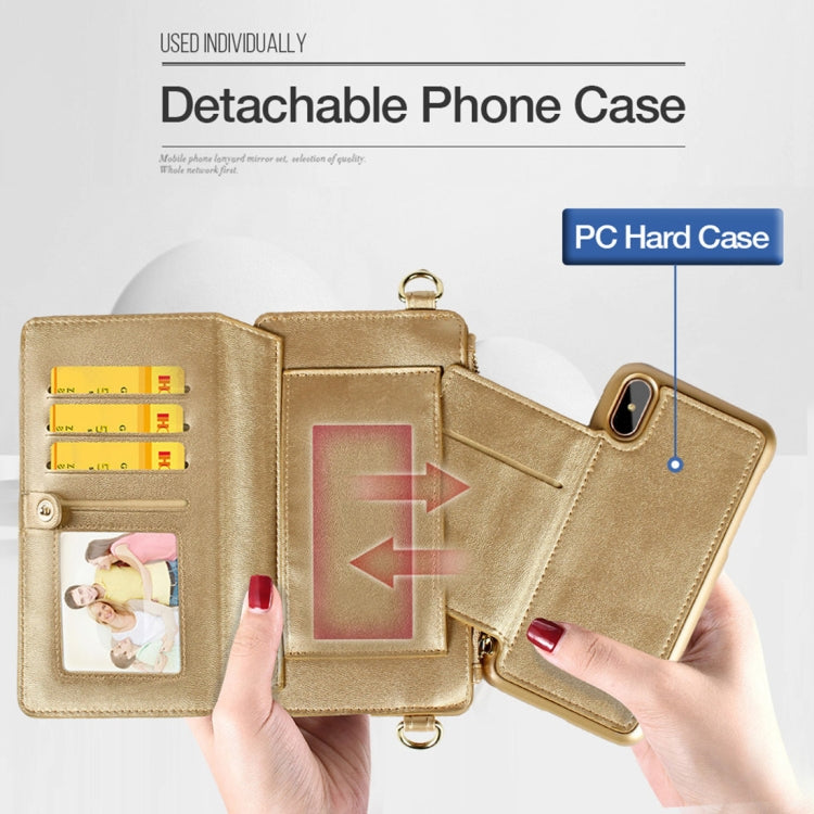 For iPhone X / XS MUSUBO Multi-function Detachable PU Leather Case & Shoulder Bag with Card Slots & Wallet & Photo Frame & Lanyard