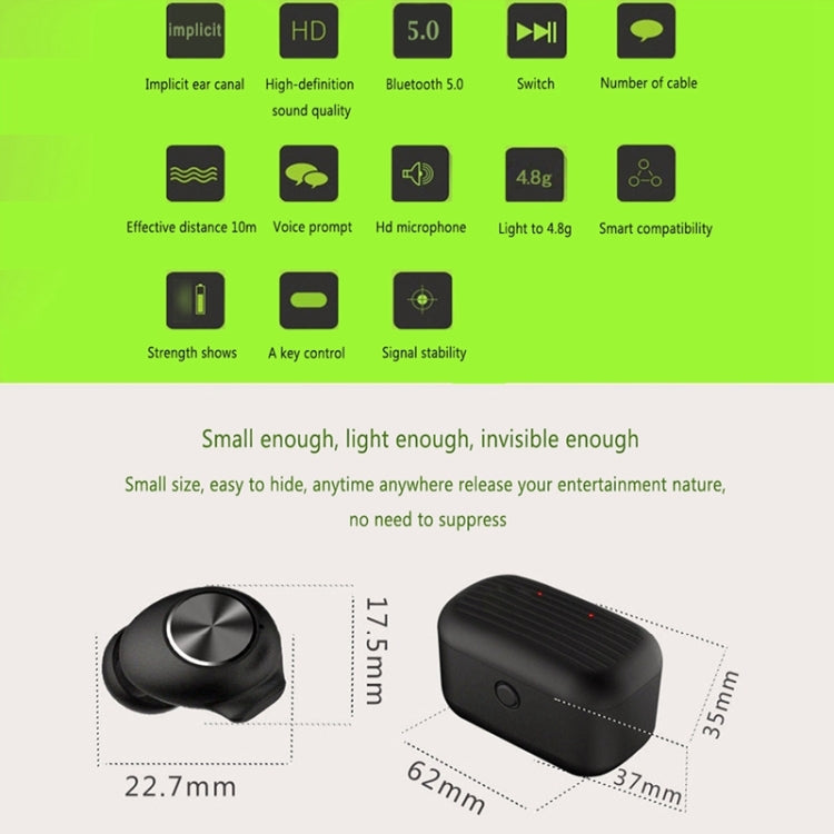L18 Wireless Bluetooth 5.0 TWS Stereo Earphone with Charging Box, For iPhone, Galaxy, Huawei, Xiaomi, HTC and Other Smartphones