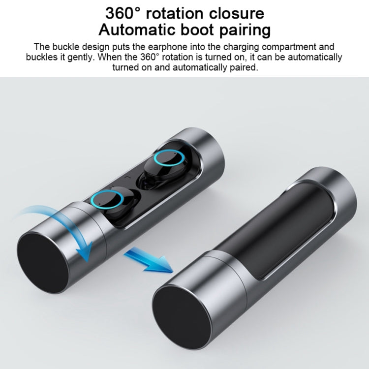 TWS-X8 IPX7 Waterproof Wireless Bluetooth 5.0 Stereo Earphone with 1000mAh Charging Bin, For iPhone, Galaxy, Huawei, Xiaomi, HTC and Other Smartphones