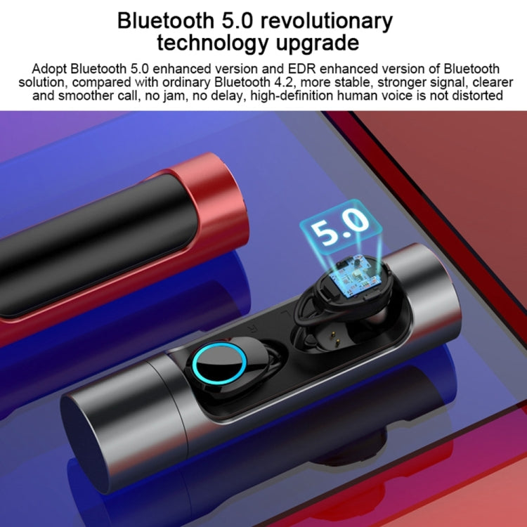 TWS-X8 IPX7 Waterproof Wireless Bluetooth 5.0 Stereo Earphone with 1000mAh Charging Bin, For iPhone, Galaxy, Huawei, Xiaomi, HTC and Other Smartphones
