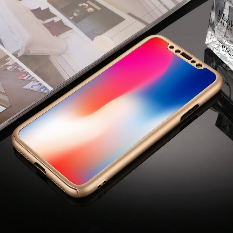 For iPhone XS 360 Degrees Full Coverage Detachable PC Case with Tempered Glass Film