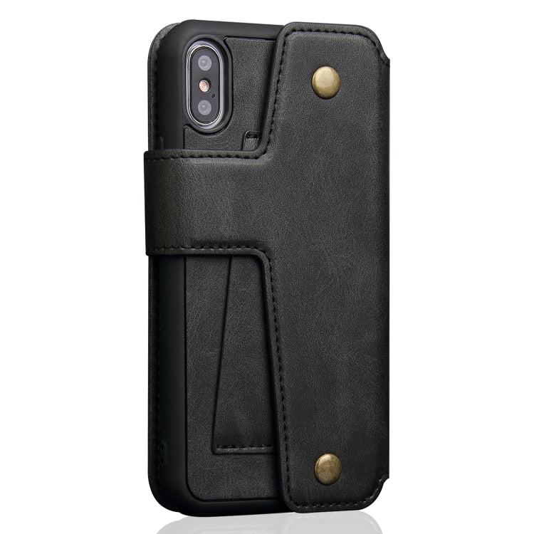 For iPhone X / XS Cowhide Texture Magnetic Absorption Detachable Horizontal Flip Leather Case with Holder & Card Slots & Wallet