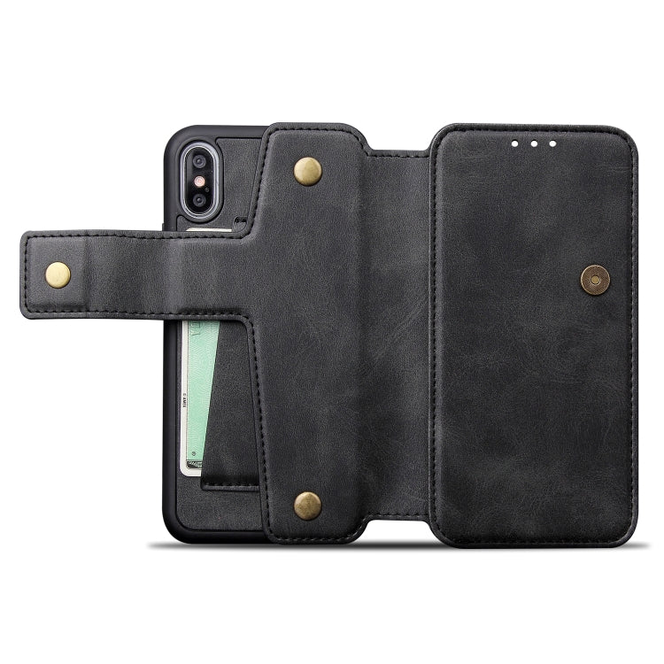 For iPhone X / XS Cowhide Texture Magnetic Absorption Detachable Horizontal Flip Leather Case with Holder & Card Slots & Wallet