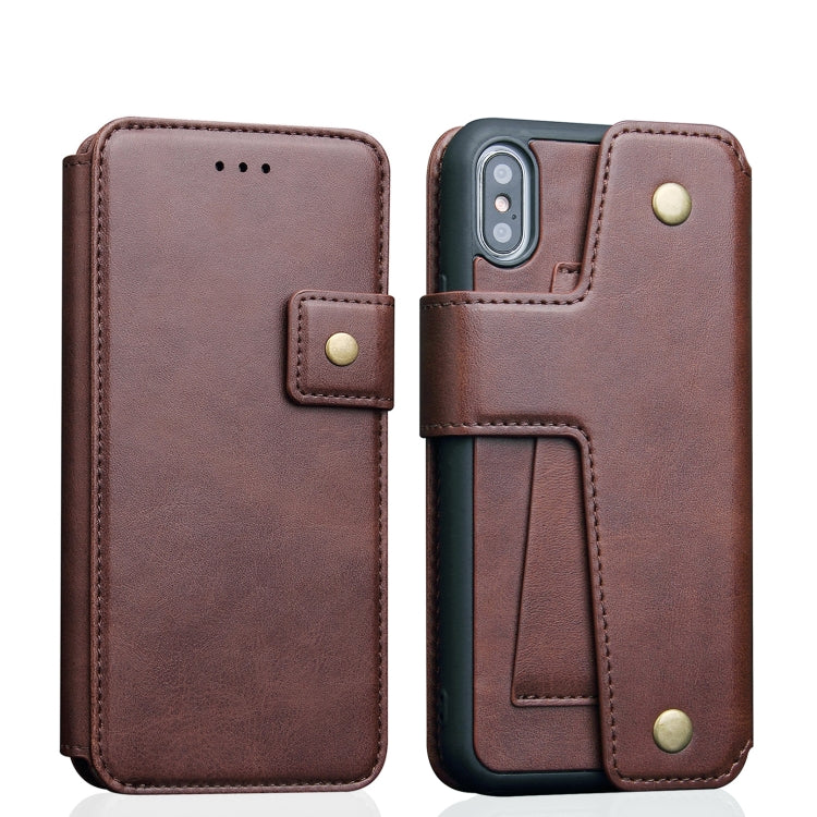 For iPhone X / XS Cowhide Texture Magnetic Absorption Detachable Horizontal Flip Leather Case with Holder & Card Slots & Wallet