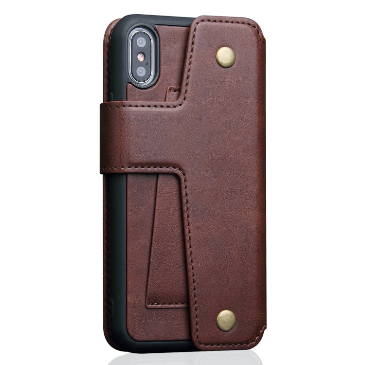For iPhone X / XS Cowhide Texture Magnetic Absorption Detachable Horizontal Flip Leather Case with Holder & Card Slots & Wallet