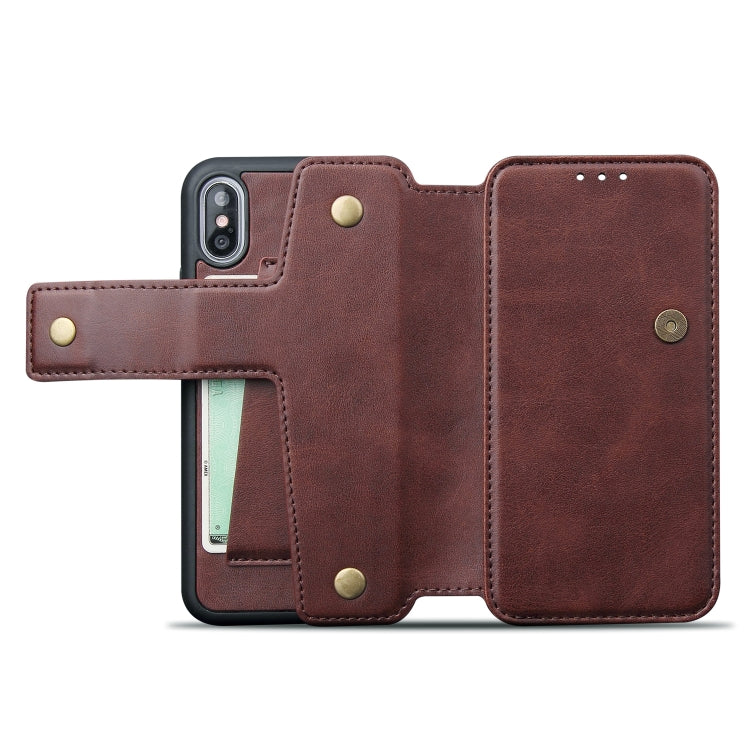 For iPhone X / XS Cowhide Texture Magnetic Absorption Detachable Horizontal Flip Leather Case with Holder & Card Slots & Wallet