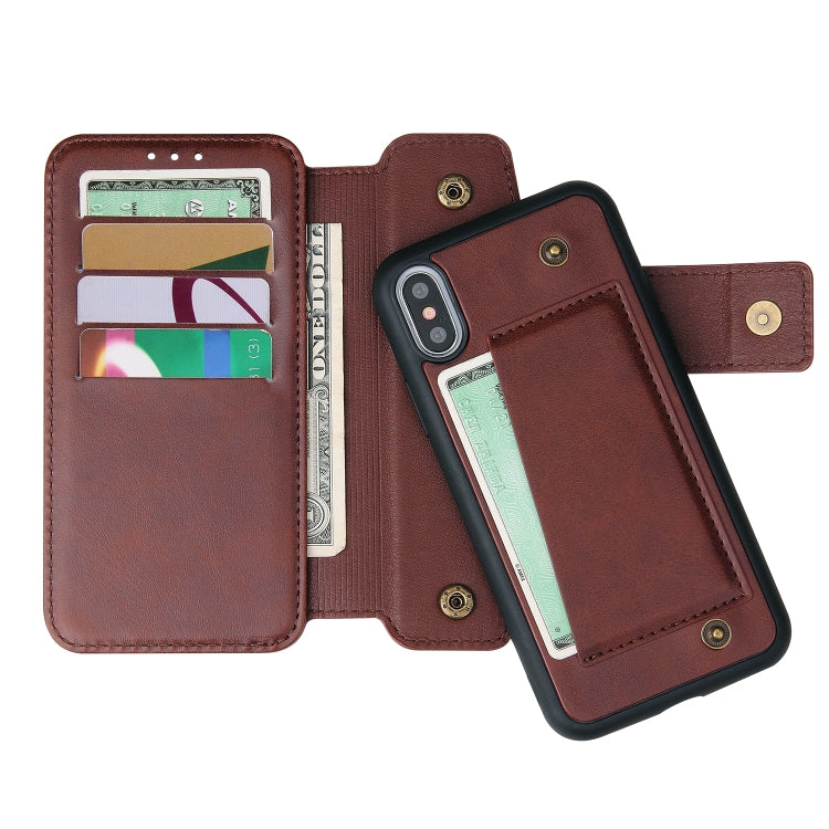 For iPhone X / XS Cowhide Texture Magnetic Absorption Detachable Horizontal Flip Leather Case with Holder & Card Slots & Wallet