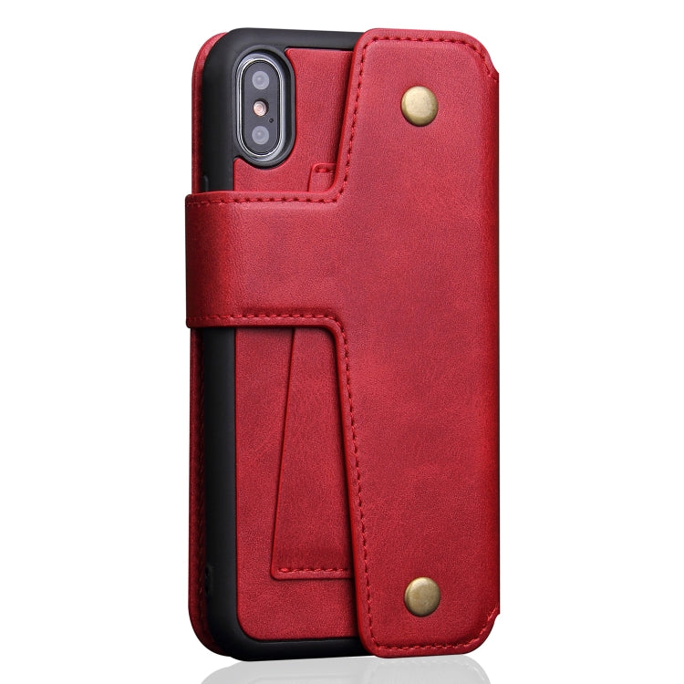 For iPhone X / XS Cowhide Texture Magnetic Absorption Detachable Horizontal Flip Leather Case with Holder & Card Slots & Wallet