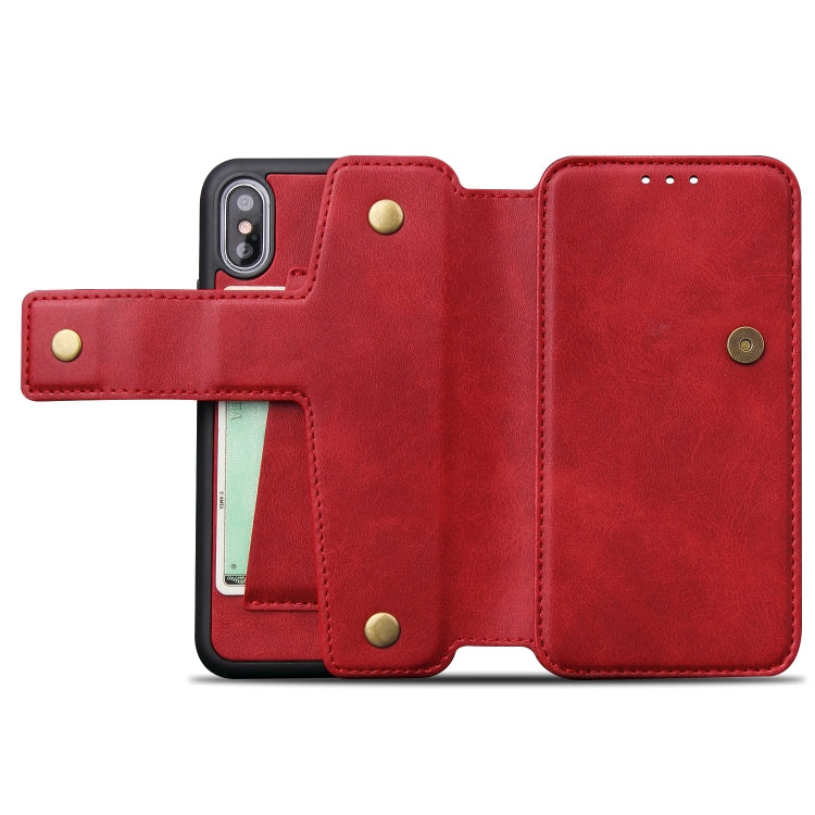 For iPhone X / XS Cowhide Texture Magnetic Absorption Detachable Horizontal Flip Leather Case with Holder & Card Slots & Wallet
