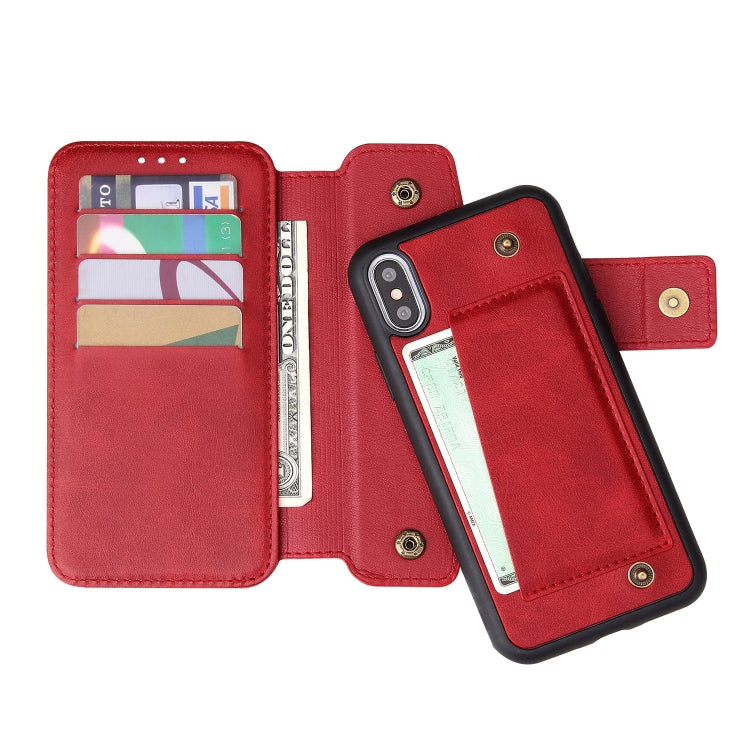 For iPhone X / XS Cowhide Texture Magnetic Absorption Detachable Horizontal Flip Leather Case with Holder & Card Slots & Wallet
