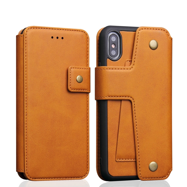 For iPhone X / XS Cowhide Texture Magnetic Absorption Detachable Horizontal Flip Leather Case with Holder & Card Slots & Wallet