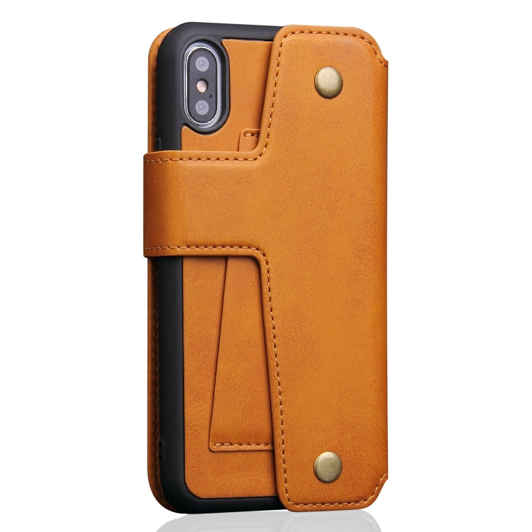 For iPhone X / XS Cowhide Texture Magnetic Absorption Detachable Horizontal Flip Leather Case with Holder & Card Slots & Wallet