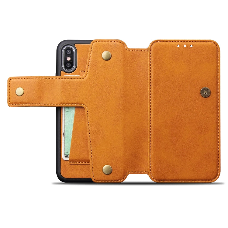 For iPhone X / XS Cowhide Texture Magnetic Absorption Detachable Horizontal Flip Leather Case with Holder & Card Slots & Wallet
