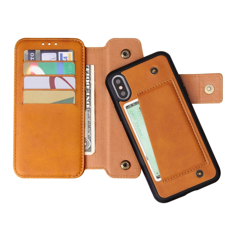 For iPhone X / XS Cowhide Texture Magnetic Absorption Detachable Horizontal Flip Leather Case with Holder & Card Slots & Wallet