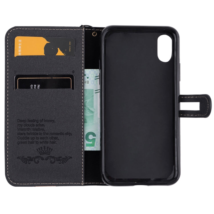 For iPhone X Splicing Embossed Female Style Horizontal Flip Leather Case with Holder & Card Slots & Wallet & Lanyard