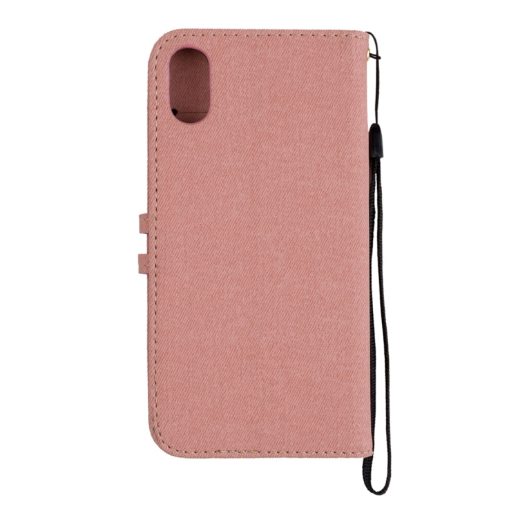 For iPhone X Splicing Embossed Female Style Horizontal Flip Leather Case with Holder & Card Slots & Wallet & Lanyard