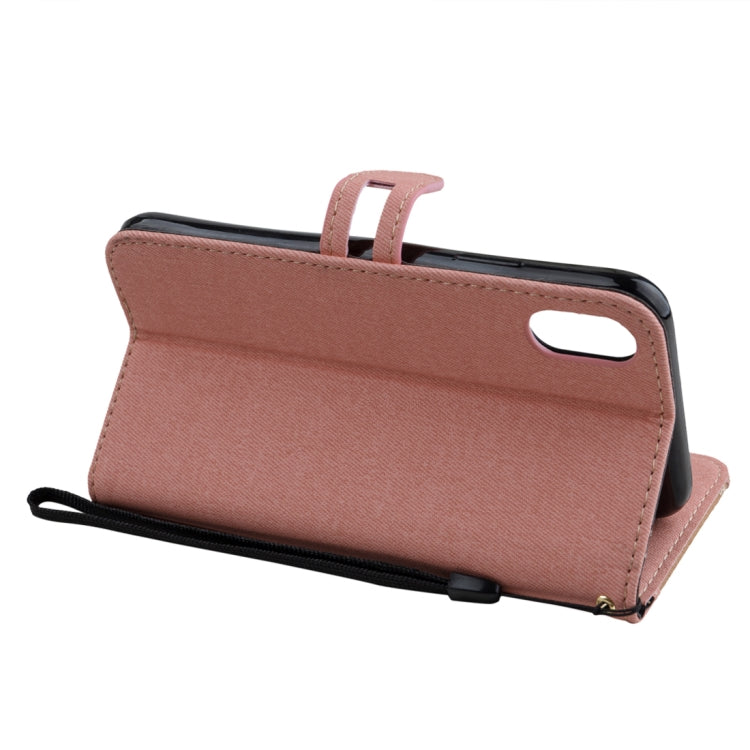 For iPhone X Splicing Embossed Female Style Horizontal Flip Leather Case with Holder & Card Slots & Wallet & Lanyard