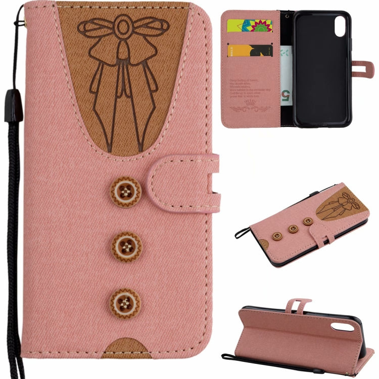 For iPhone X Splicing Embossed Female Style Horizontal Flip Leather Case with Holder & Card Slots & Wallet & Lanyard
