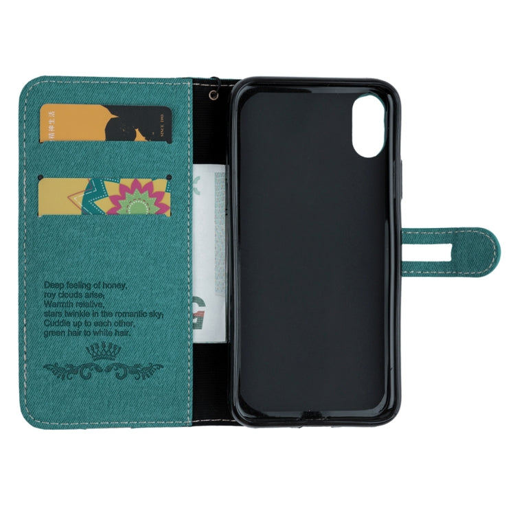 For iPhone X Splicing Embossed Female Style Horizontal Flip Leather Case with Holder & Card Slots & Wallet & Lanyard