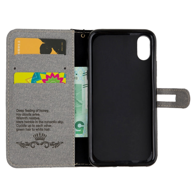 For iPhone X Splicing Embossed Female Style Horizontal Flip Leather Case with Holder & Card Slots & Wallet & Lanyard