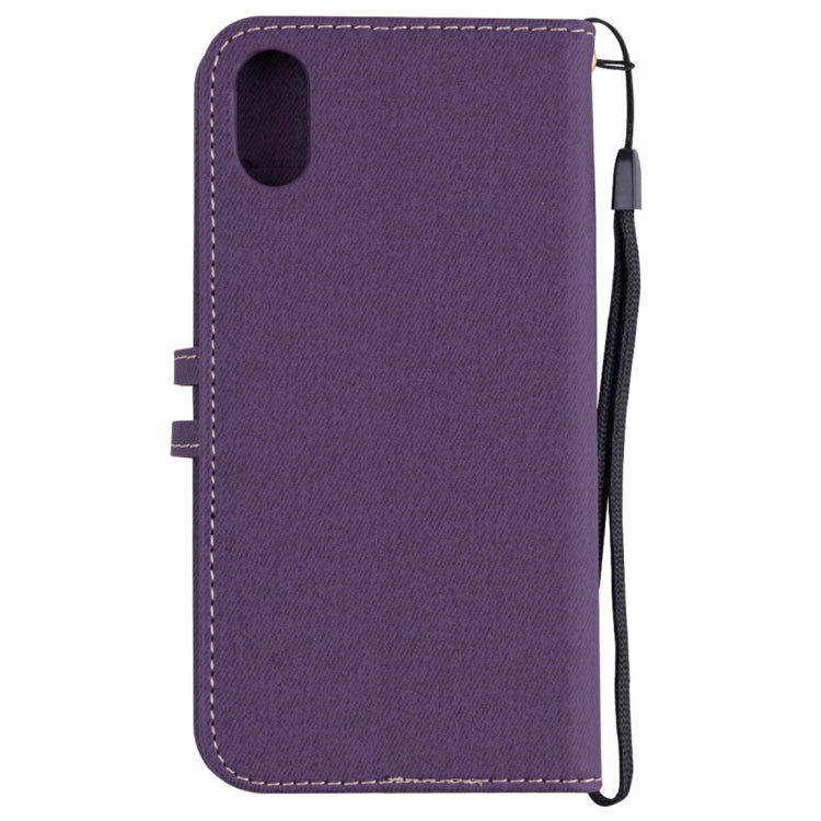 For iPhone X Splicing Embossed Female Style Horizontal Flip Leather Case with Holder & Card Slots & Wallet & Lanyard