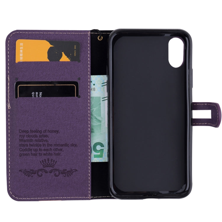 For iPhone X Splicing Embossed Female Style Horizontal Flip Leather Case with Holder & Card Slots & Wallet & Lanyard