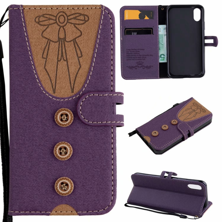 For iPhone X Splicing Embossed Female Style Horizontal Flip Leather Case with Holder & Card Slots & Wallet & Lanyard