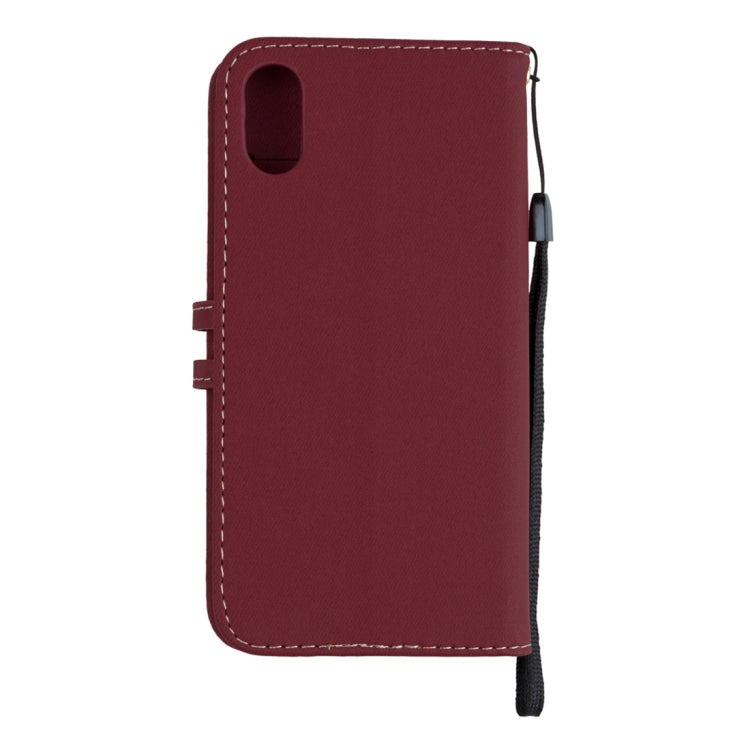 For iPhone X Splicing Embossed Female Style Horizontal Flip Leather Case with Holder & Card Slots & Wallet & Lanyard
