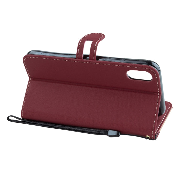 For iPhone X Splicing Embossed Female Style Horizontal Flip Leather Case with Holder & Card Slots & Wallet & Lanyard