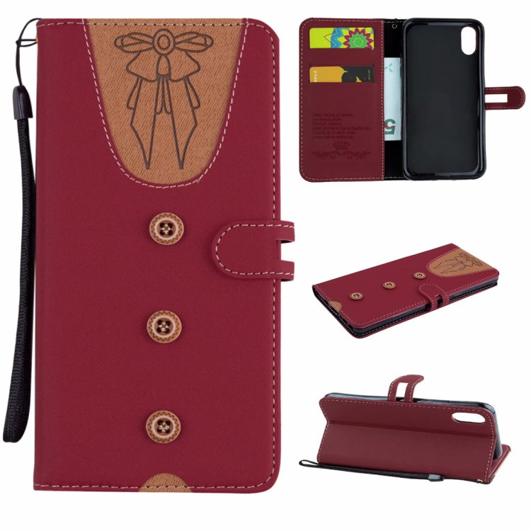 For iPhone X Splicing Embossed Female Style Horizontal Flip Leather Case with Holder & Card Slots & Wallet & Lanyard