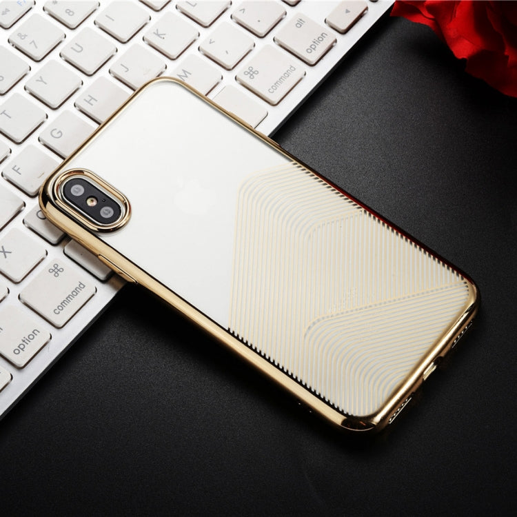 For iPhone XS SULADA Nano Plating + 3D Radium Carving TPU Soft Case (Gold)