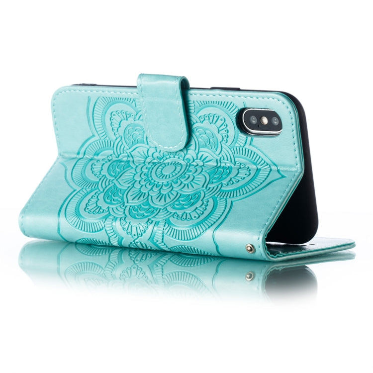For iPhone X / XS Mandala Embossing Pattern Horizontal Flip Leather Case with Holder & Card Slots & Wallet & Photo Frame
