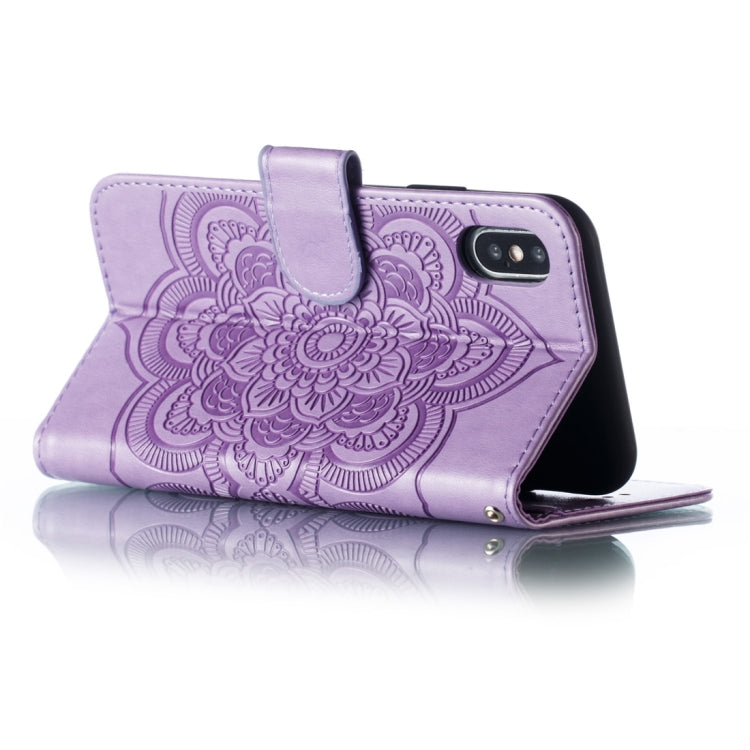 For iPhone X / XS Mandala Embossing Pattern Horizontal Flip Leather Case with Holder & Card Slots & Wallet & Photo Frame