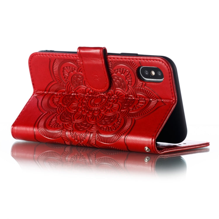 For iPhone X / XS Mandala Embossing Pattern Horizontal Flip Leather Case with Holder & Card Slots & Wallet & Photo Frame